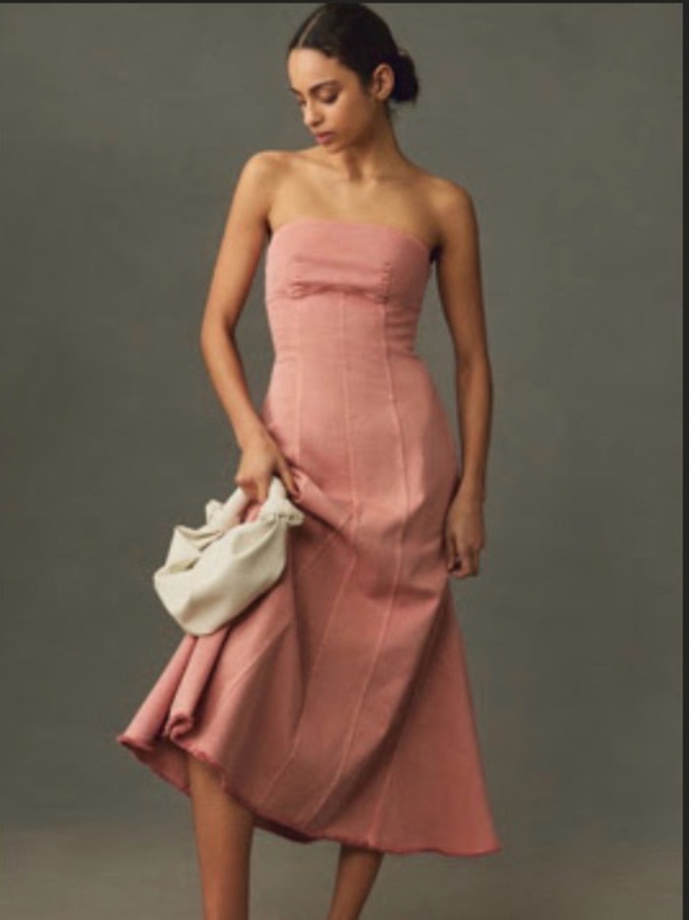 PILCRO ICON FLUTED MIDI DRESS Coral size 2X Anthropologie NWT - Picture 3 of 8